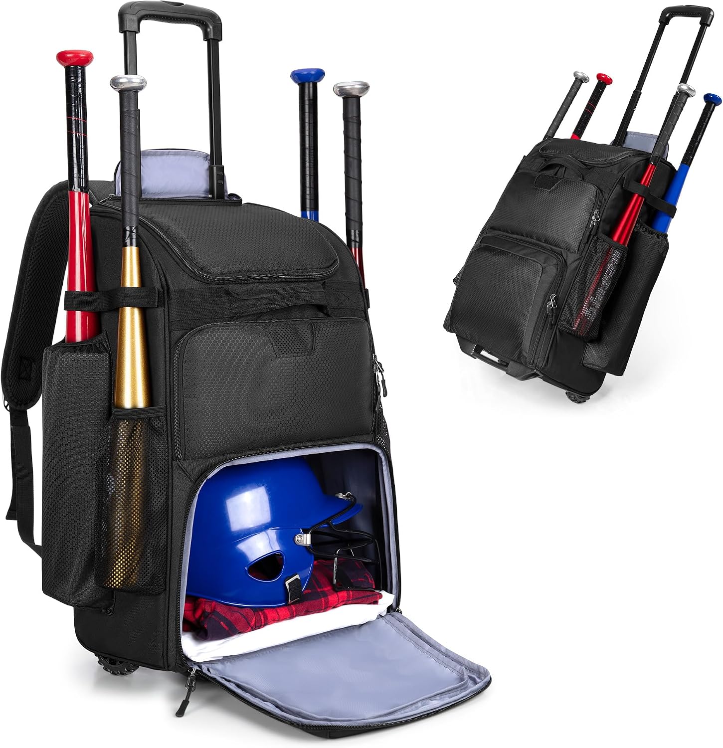 Sports Equipment Bag - Mochila de beisebol com rodas, resistente,