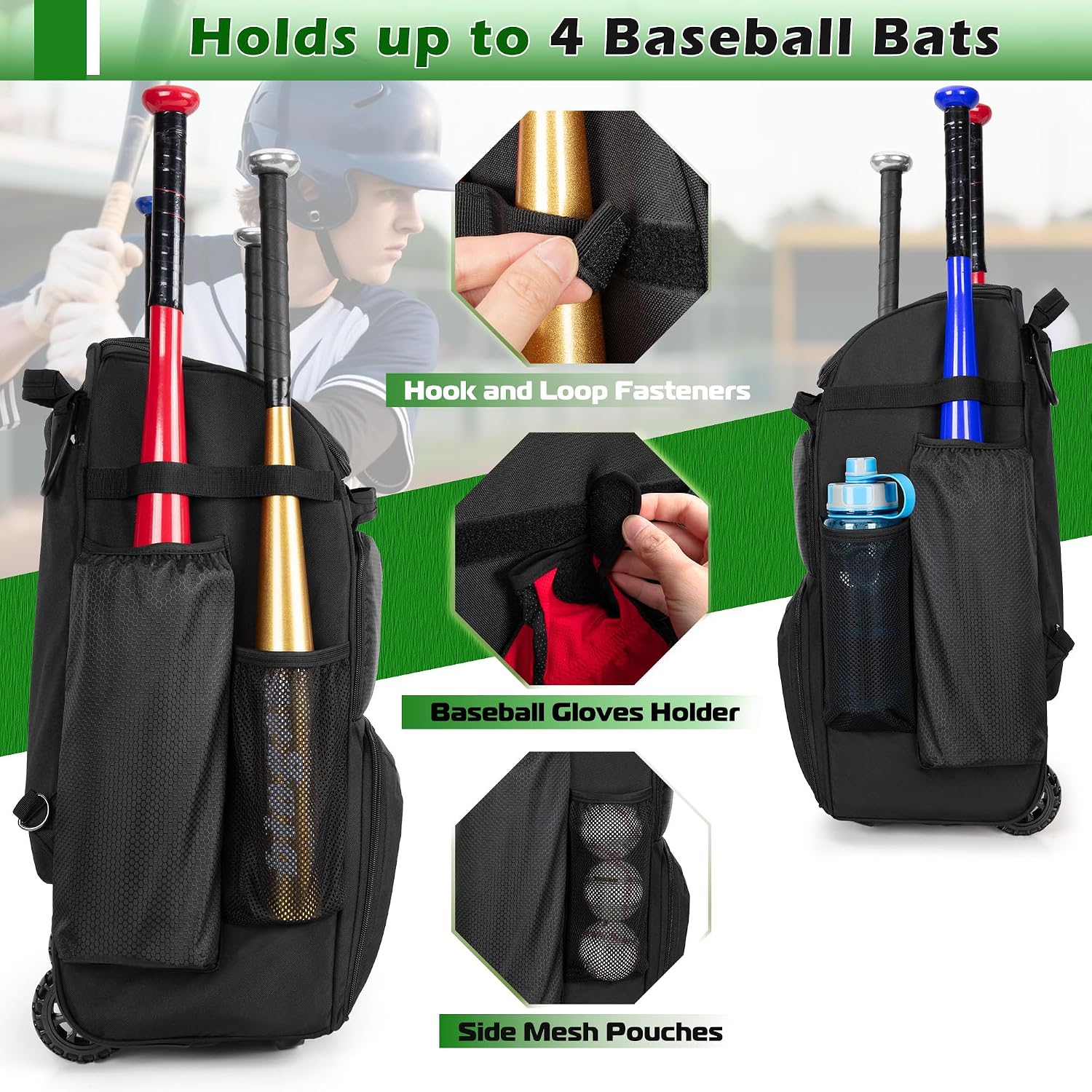 Mochila de beisebol com rodas, - Sports Equipment Bag avaliação e preço